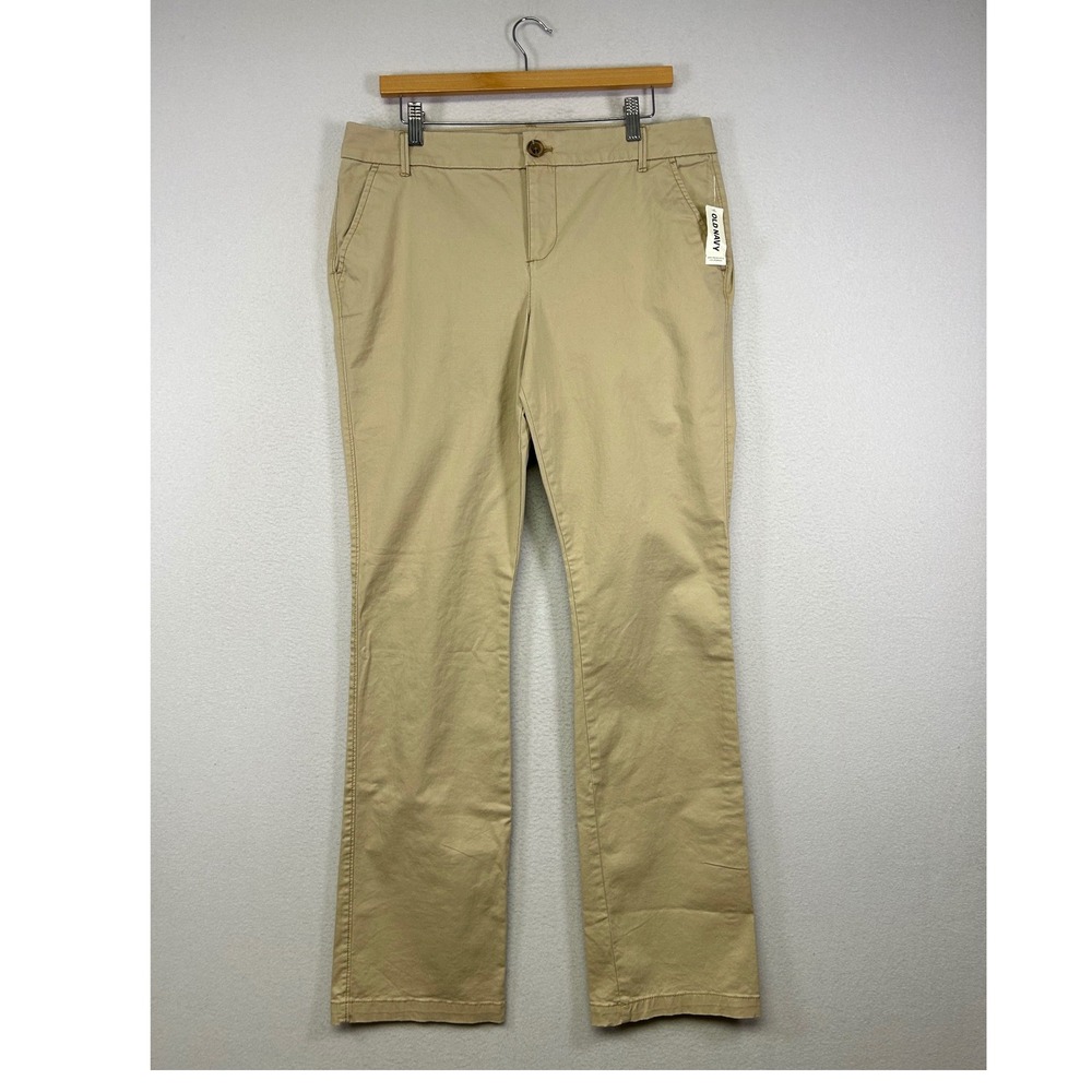 Academia‎ Old Navy Womens 12 Long Khaki Tan Boot-Cut Stretch Chino Pants NWT